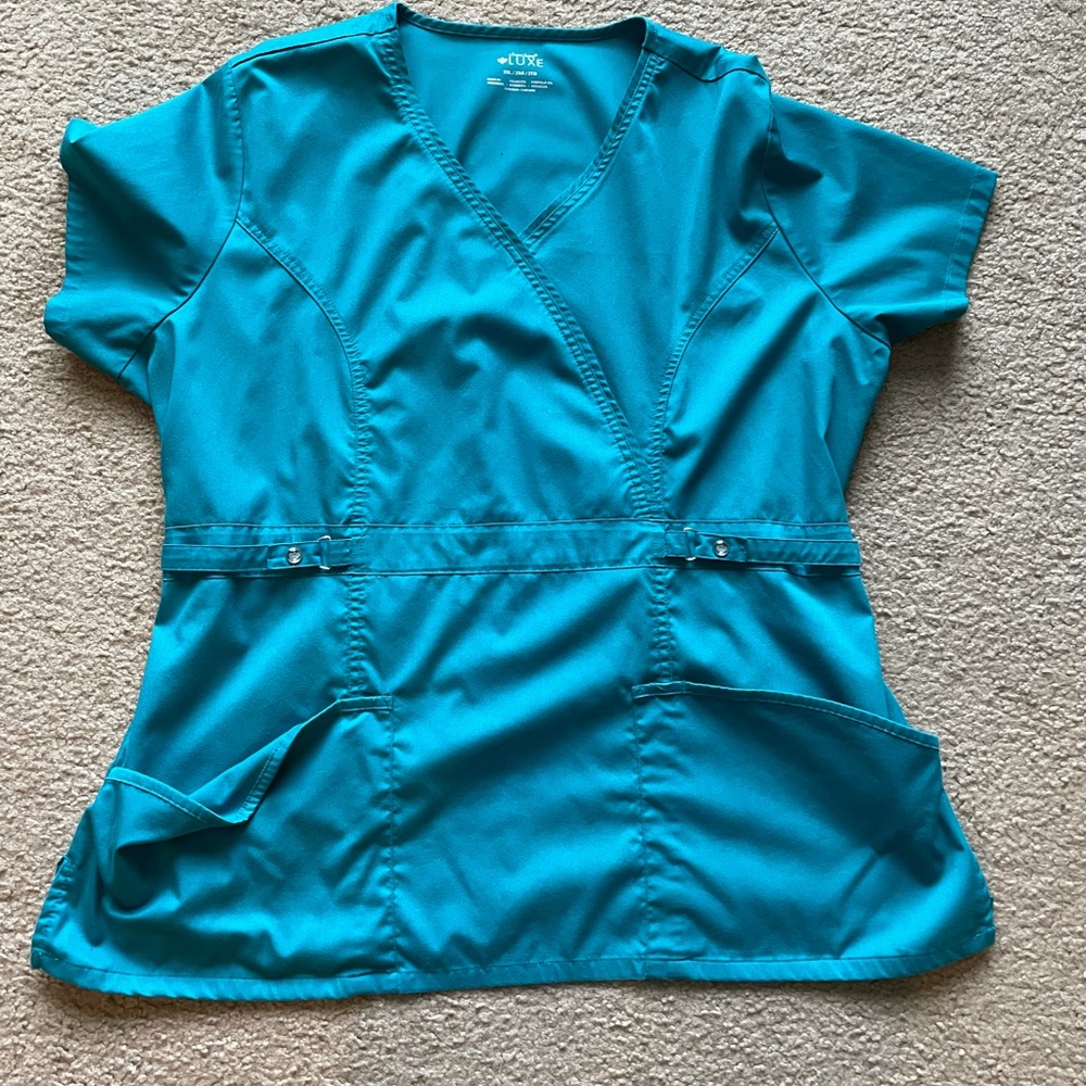 Cherokee Luxe 2XL Teal scrub top